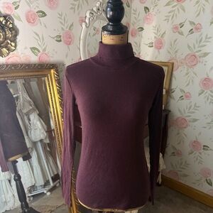 Deep Wine Turtleneck Long Sleeve Top